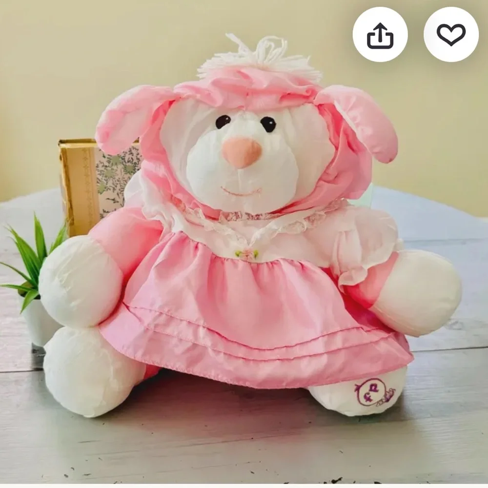Vintage 1980's Puffalump Lamb 1986 Fisher Price Puffalump Lamb Sheep PINK dress